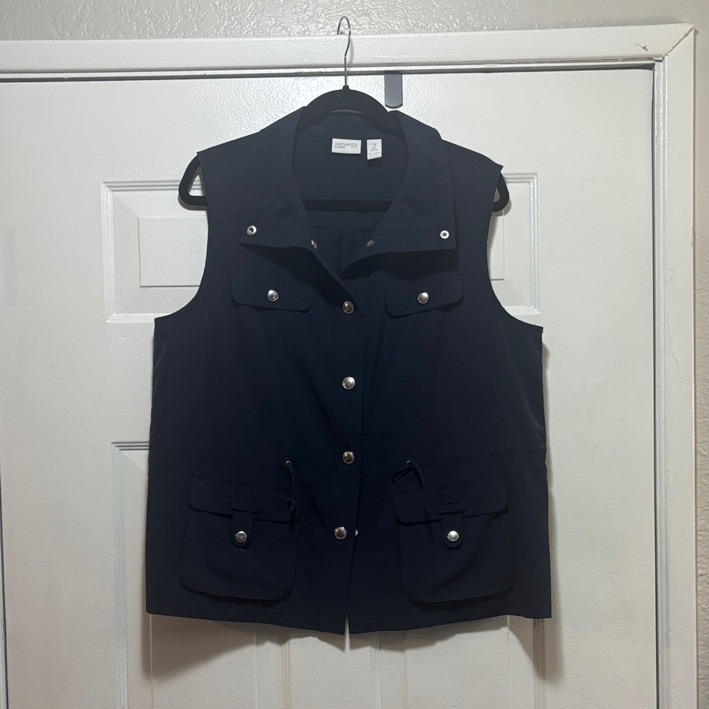 Elegant Navy Vest with Silver Buttons